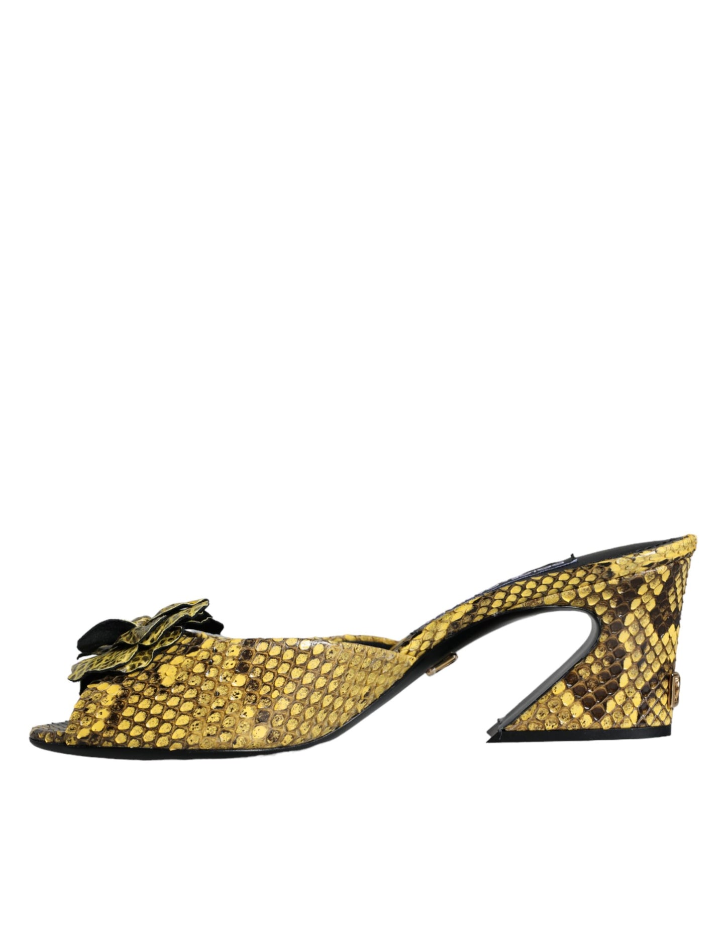 Sandalias de tacón de bloque de cuero amarillo