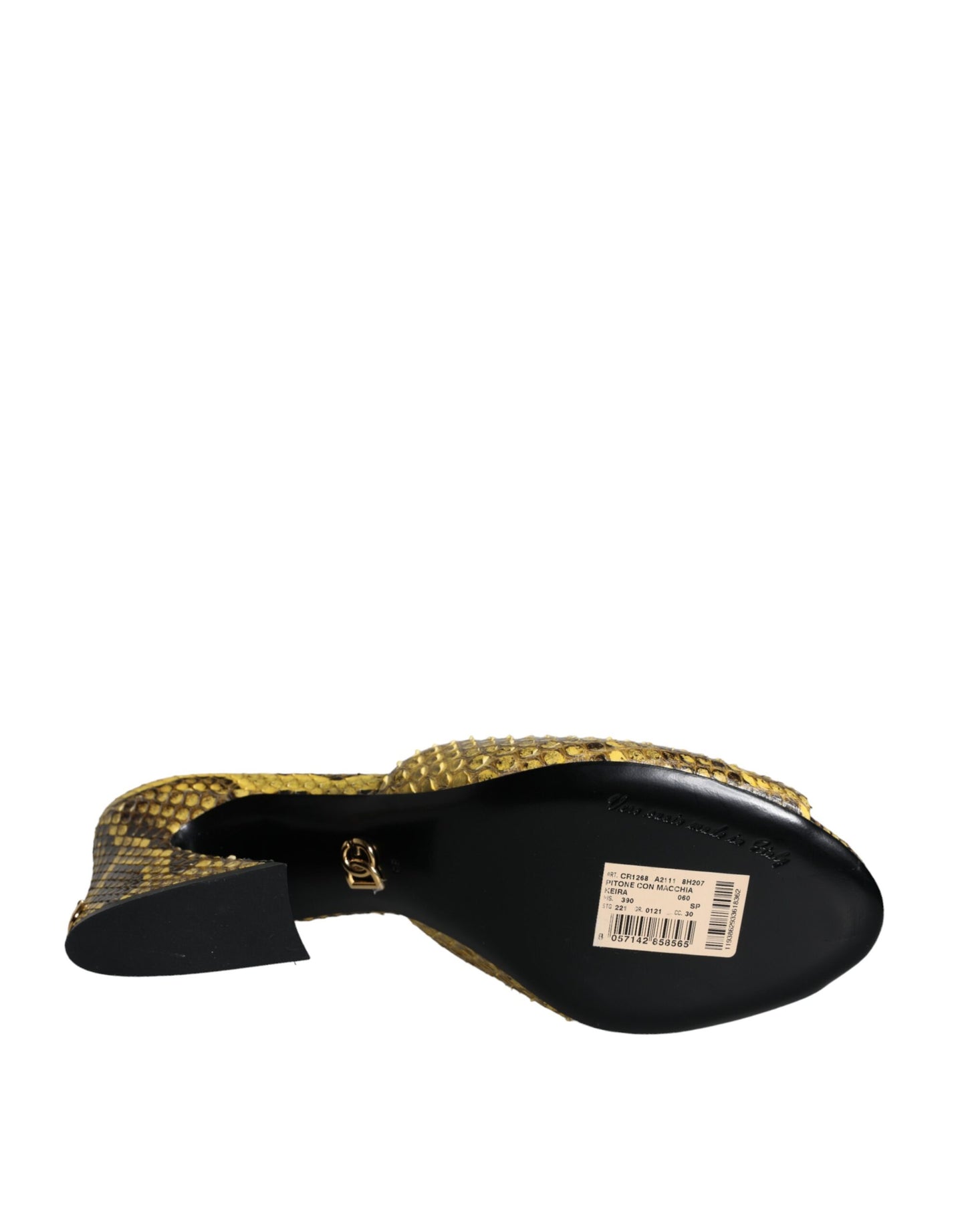 Sandalias de tacón de bloque de cuero amarillo