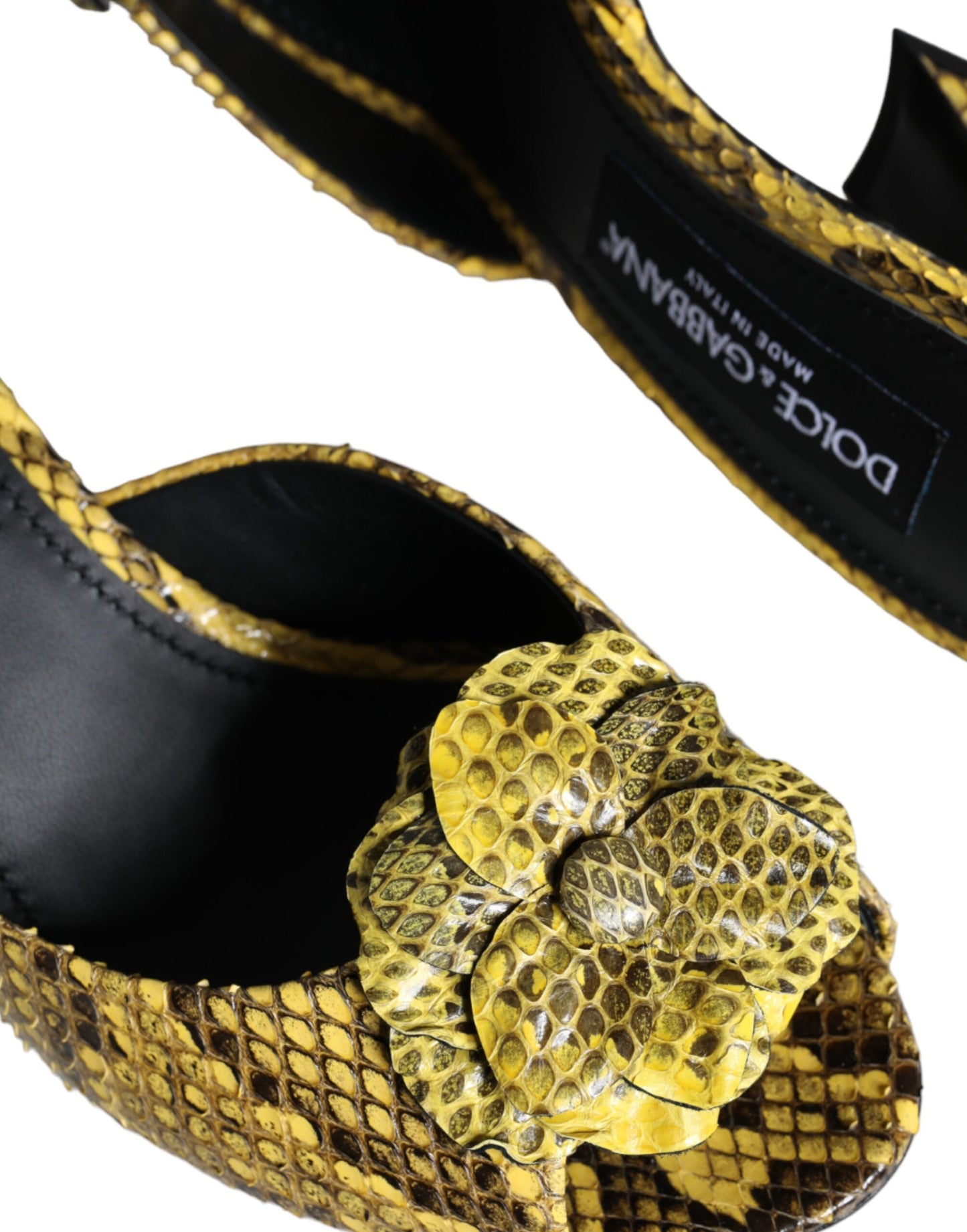 Sandalias de tacón de bloque de cuero amarillo
