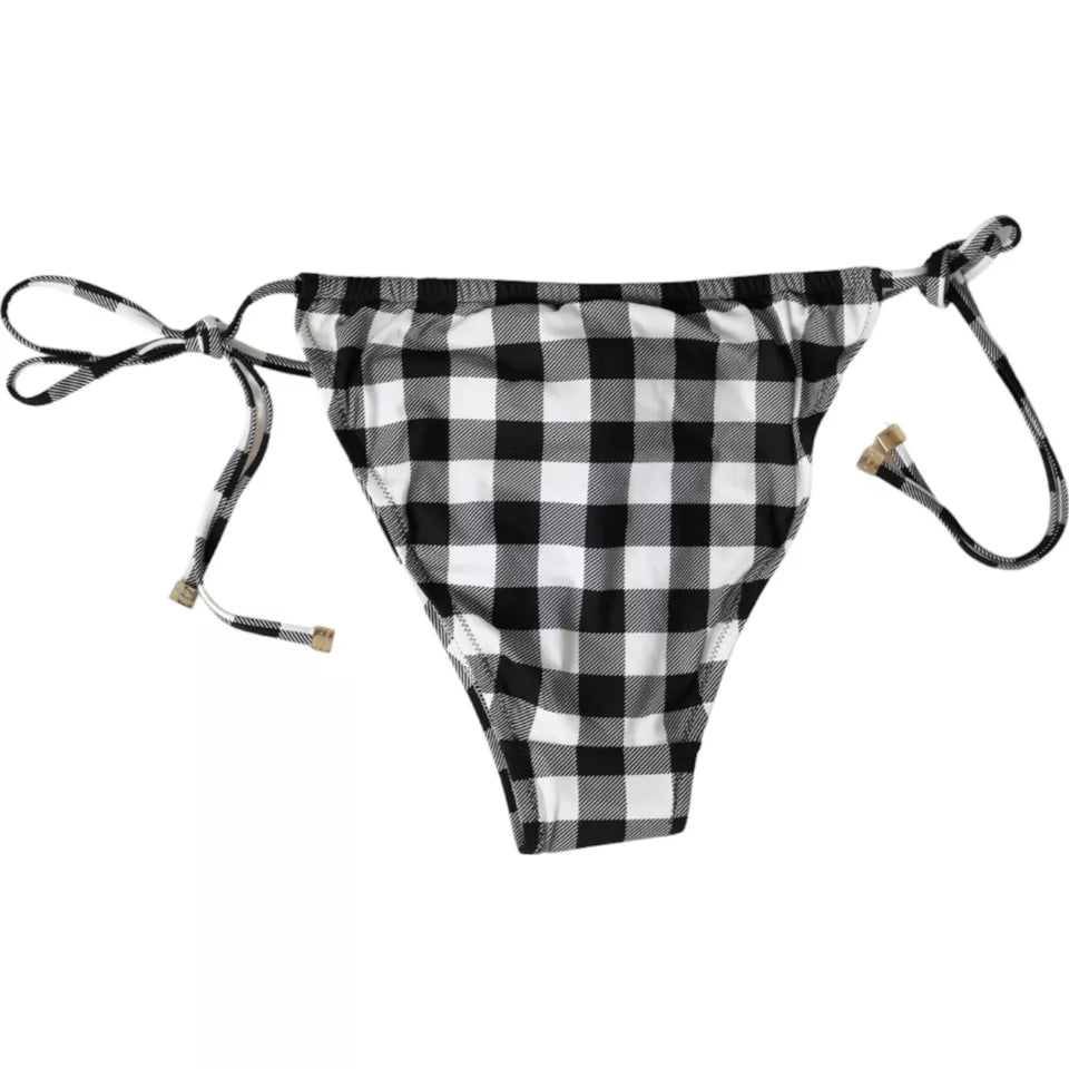 Traje de baño de cuadros blancos y negros, ropa de playa, bikini inferior