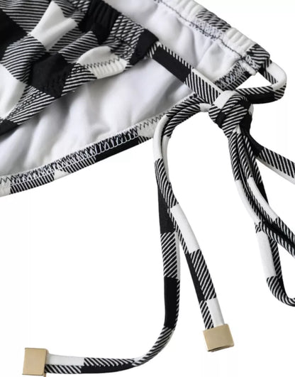 Traje de baño de cuadros blancos y negros, ropa de playa, bikini inferior