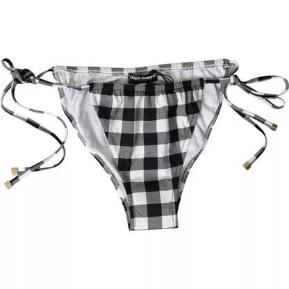 Traje de baño de cuadros blancos y negros, ropa de playa, bikini inferior