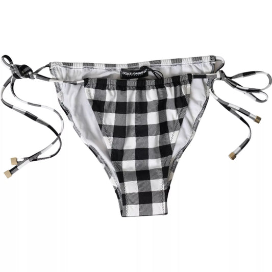 Traje de baño de cuadros blancos y negros, ropa de playa, bikini inferior