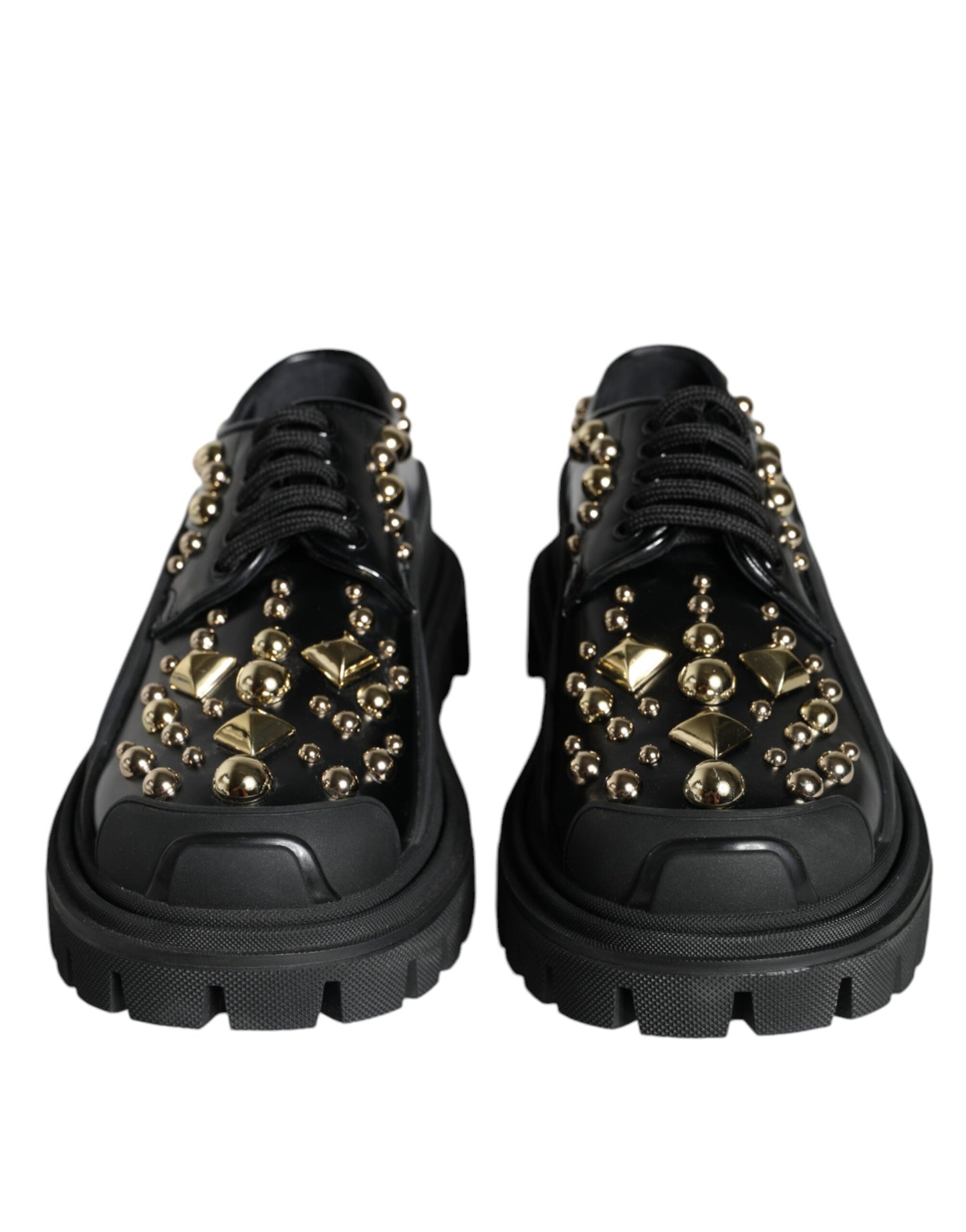 Zapatos Derby de trekking de cuero negro con adornos