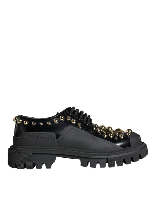 Zapatos Derby de trekking de cuero negro con adornos