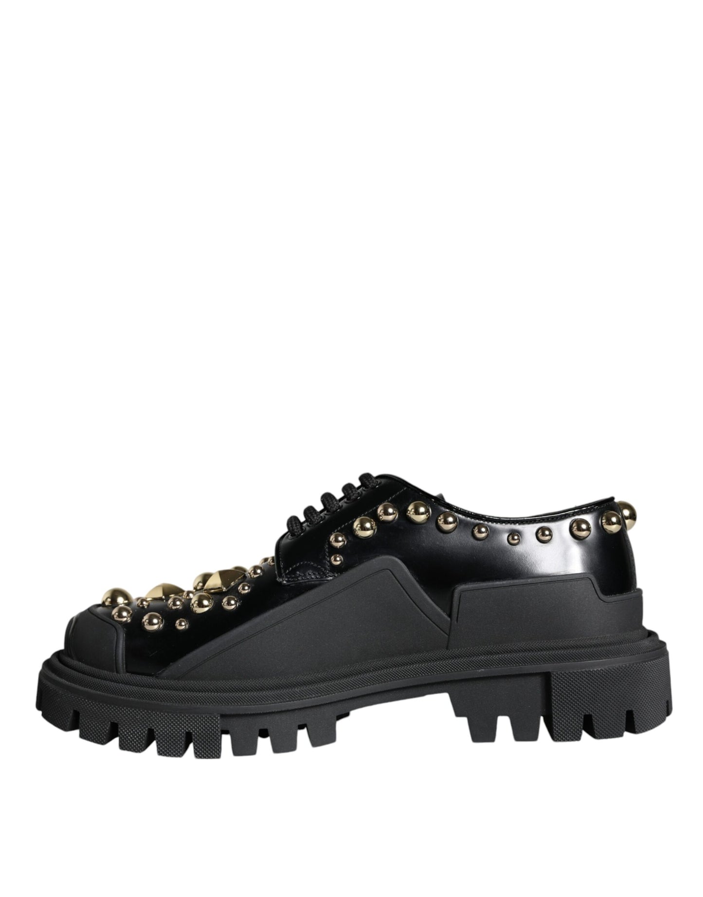Zapatos Derby de trekking de cuero negro con adornos