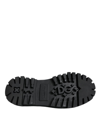 Zapatos Derby de trekking de cuero negro con adornos