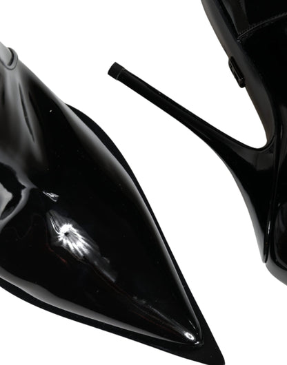 Botines puntiagudos de charol negro