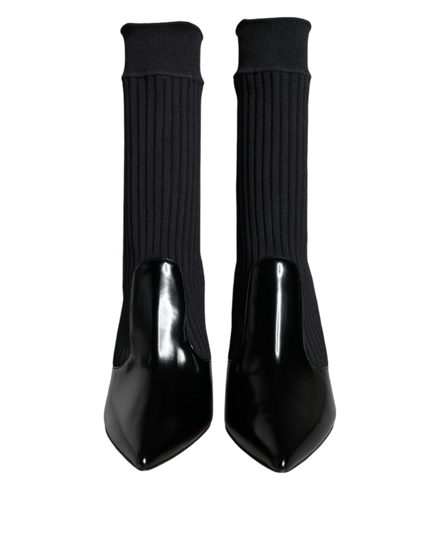 Botines, calcetines y tacones de aguja elásticos negros