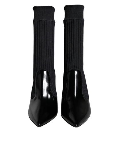 Botines, calcetines y tacones de aguja elásticos negros