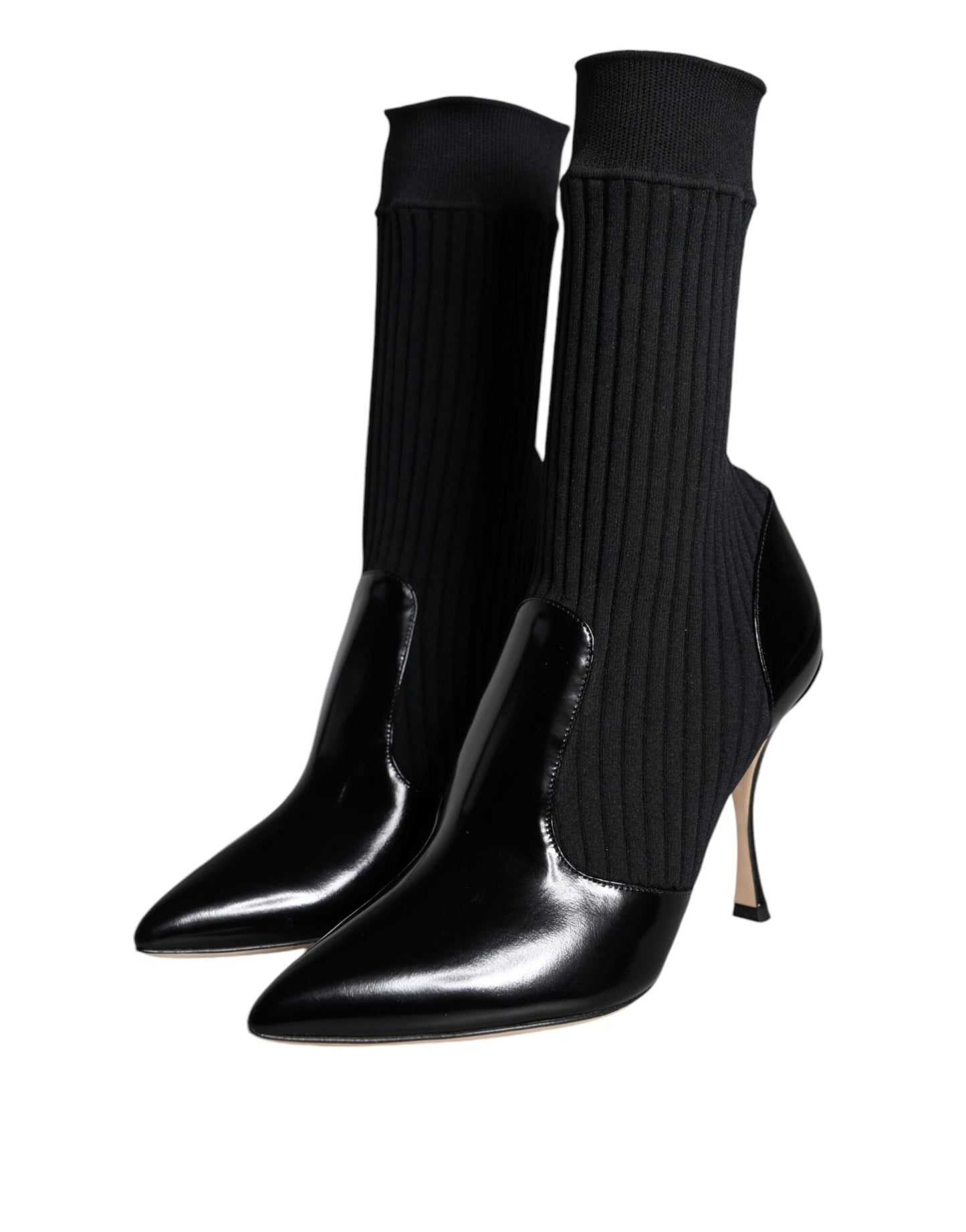 Botines, calcetines y tacones de aguja elásticos negros