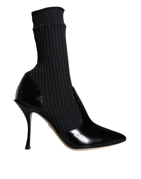 Botines, calcetines y tacones de aguja elásticos negros