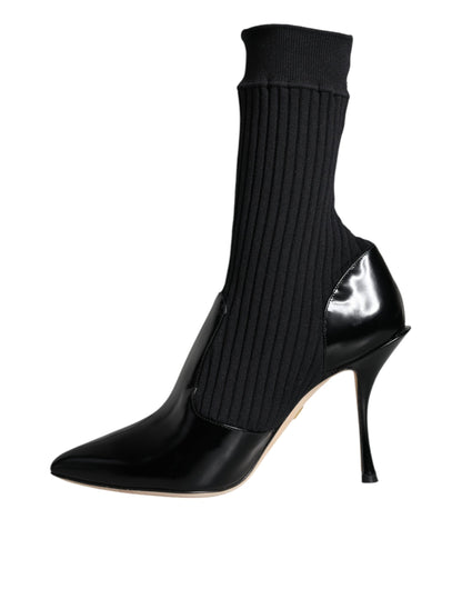 Botines, calcetines y tacones de aguja elásticos negros