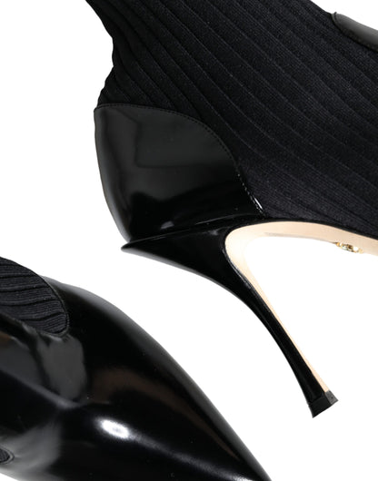 Botines, calcetines y tacones de aguja elásticos negros