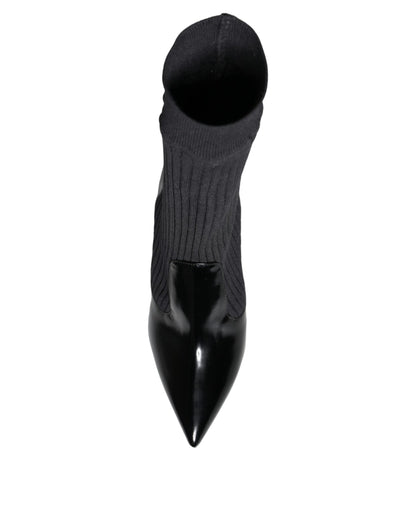 Botines, calcetines y tacones de aguja elásticos negros
