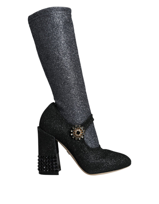 Botines Mary Jane de cristal negro