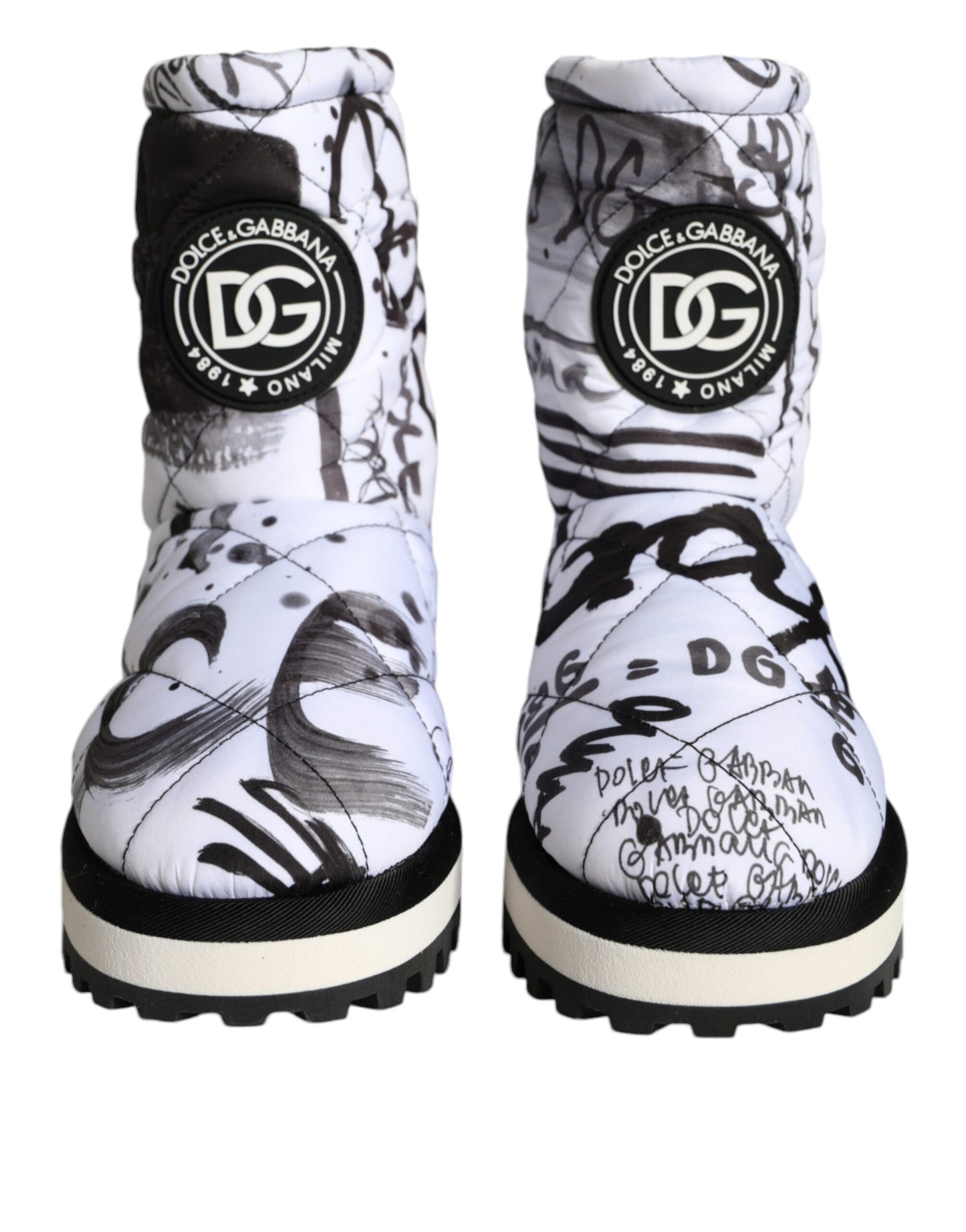 Botas de media pantorrilla con estampado de logotipo acolchado blanco