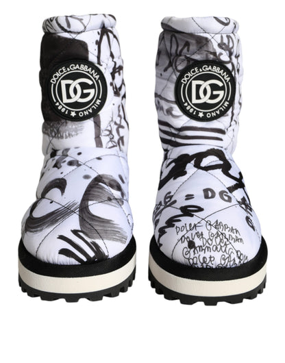 Botas de media pantorrilla con estampado de logotipo acolchado blanco
