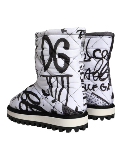 Botas de media pantorrilla con estampado de logotipo acolchado blanco