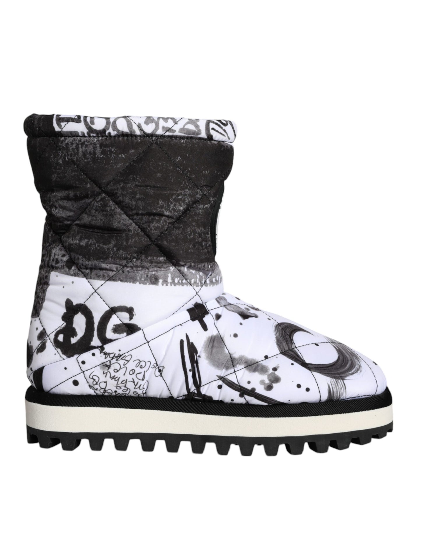 Botas de media pantorrilla con estampado de logotipo acolchado blanco