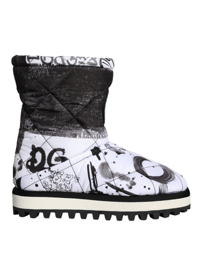 Botas de media pantorrilla con estampado de logotipo acolchado blanco