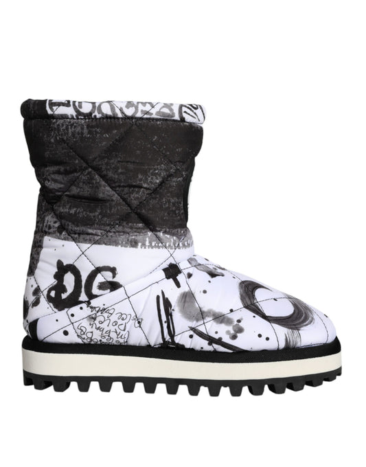 Botas de media pantorrilla con estampado de logotipo acolchado blanco