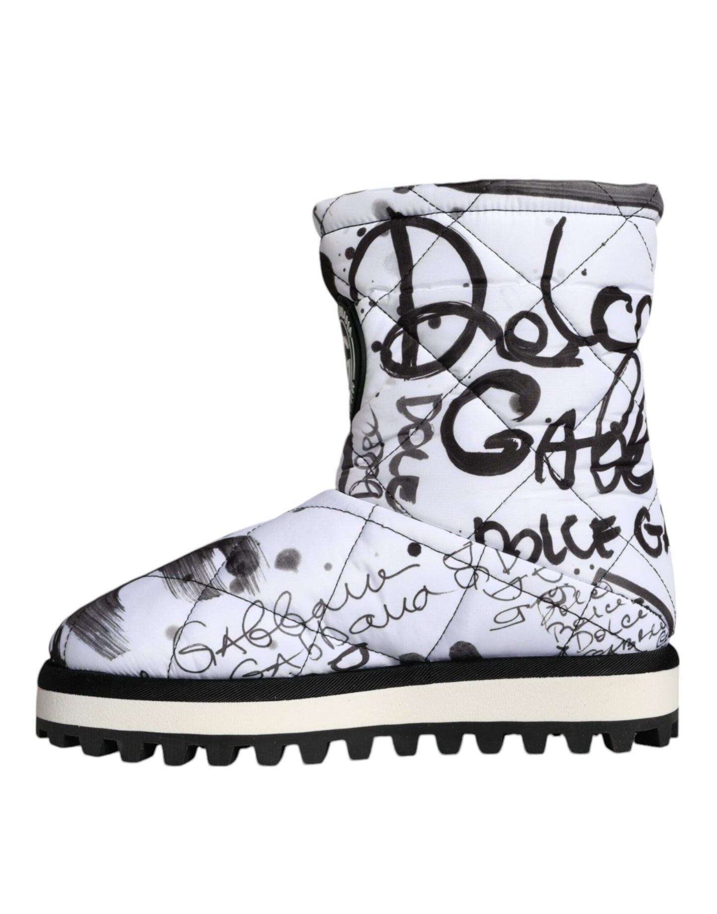 Botas de media pantorrilla con estampado de logotipo acolchado blanco