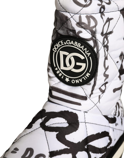 Botas de media pantorrilla con estampado de logotipo acolchado blanco