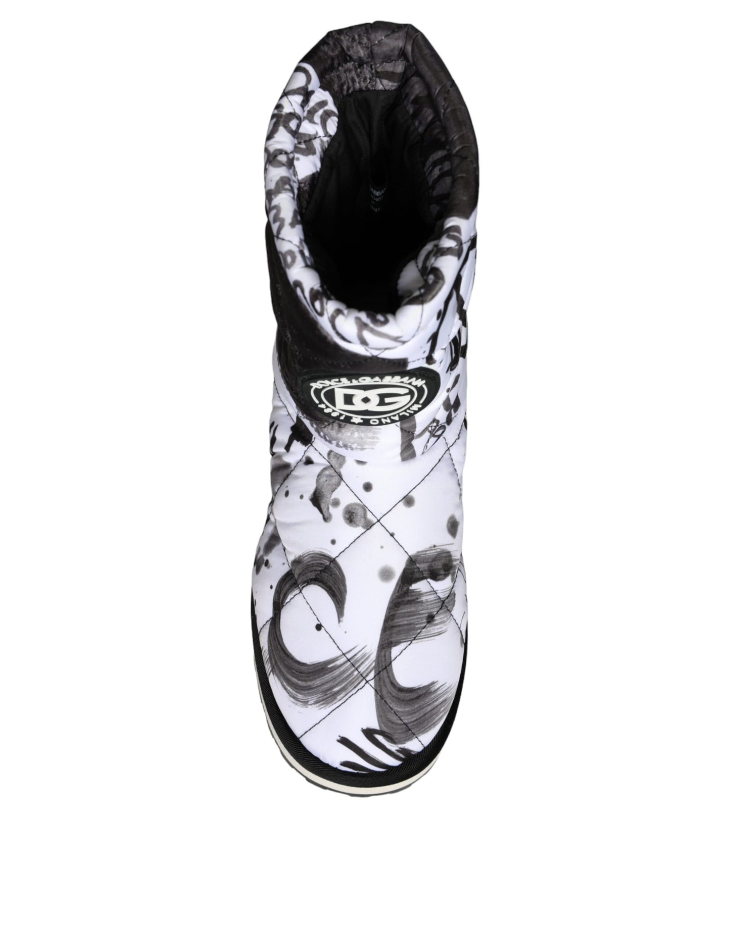 Botas de media pantorrilla con estampado de logotipo acolchado blanco