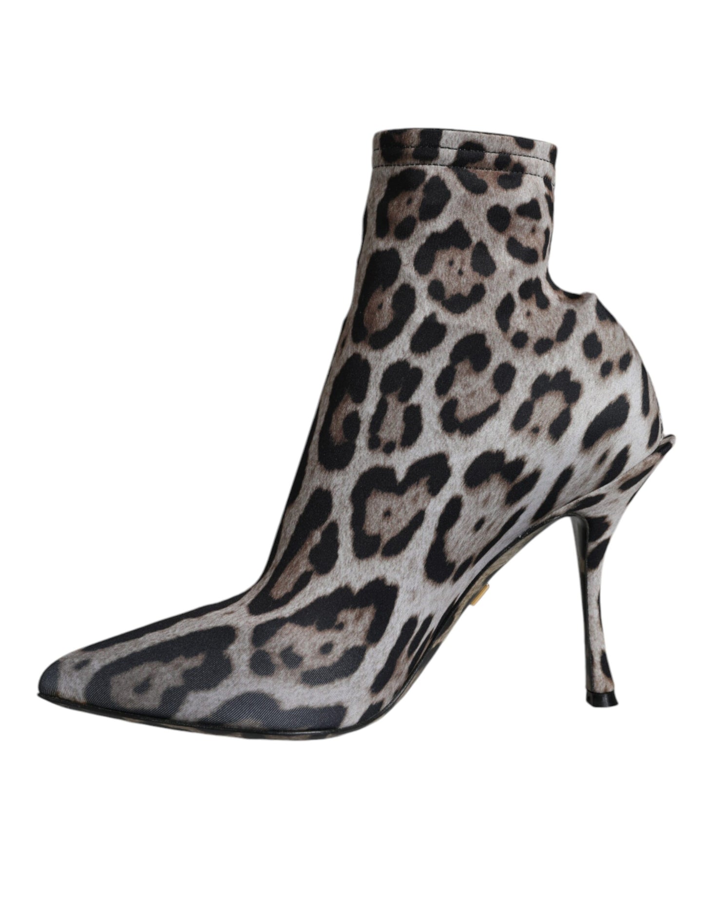 Botines de tacón elástico con estampado de leopardo gris