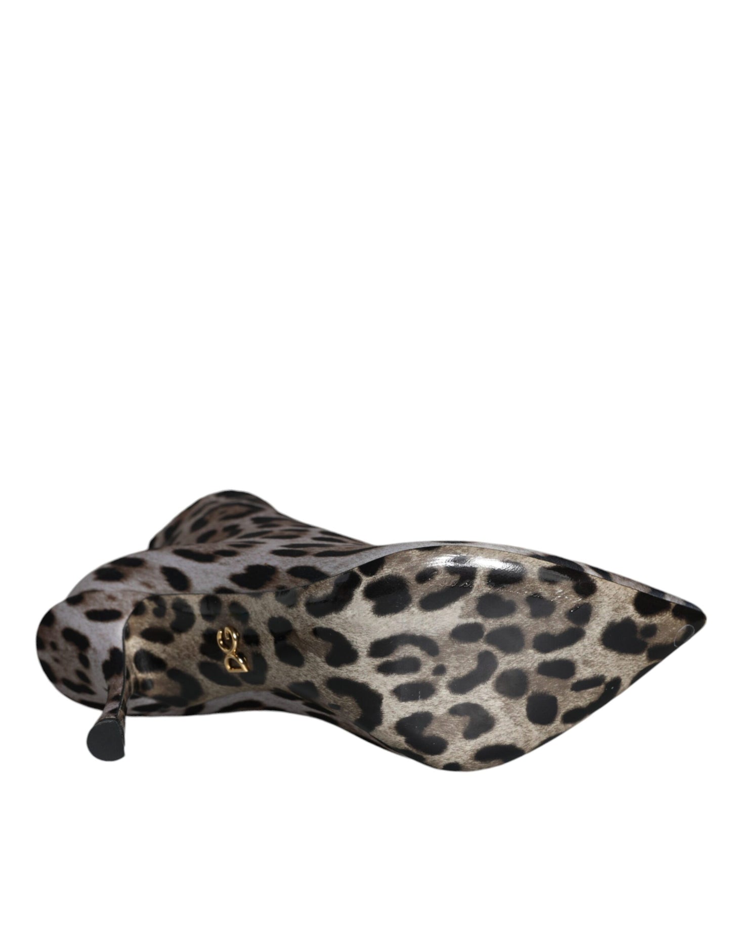 Botines de tacón elástico con estampado de leopardo gris