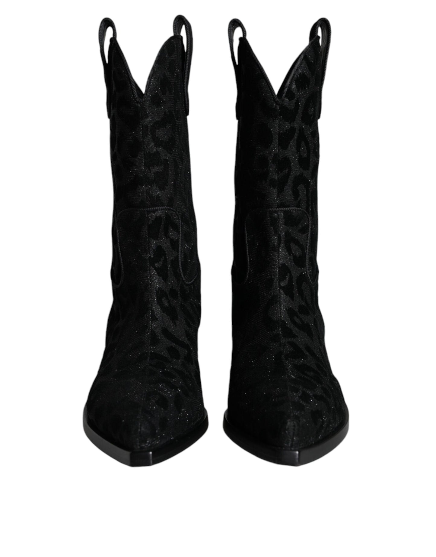 Botas vaqueras de leopardo negras y grises