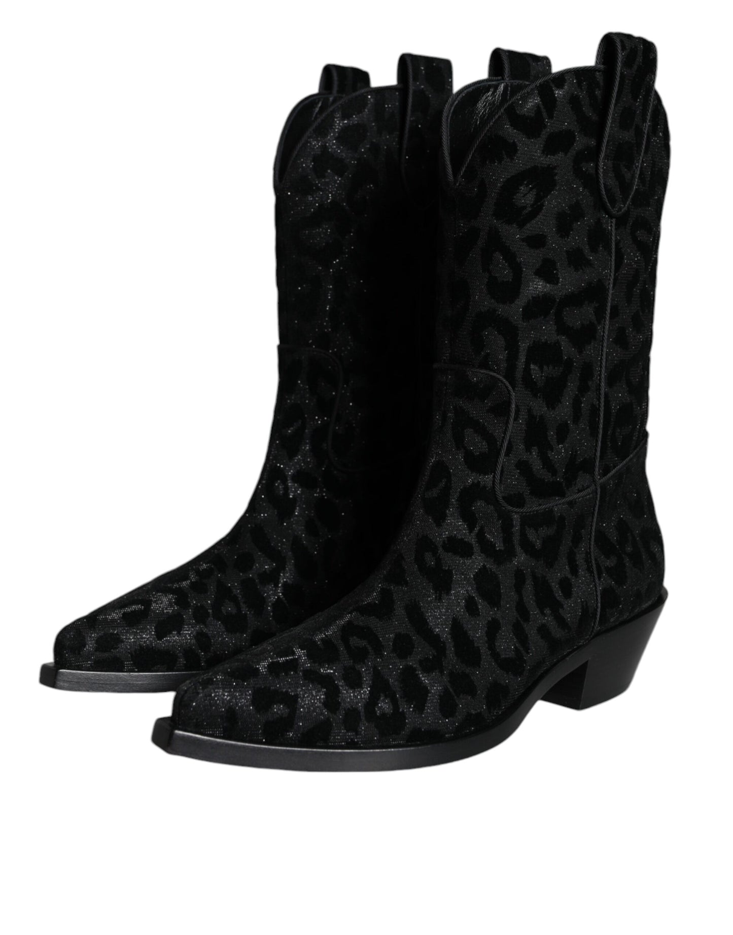 Botas vaqueras de leopardo negras y grises