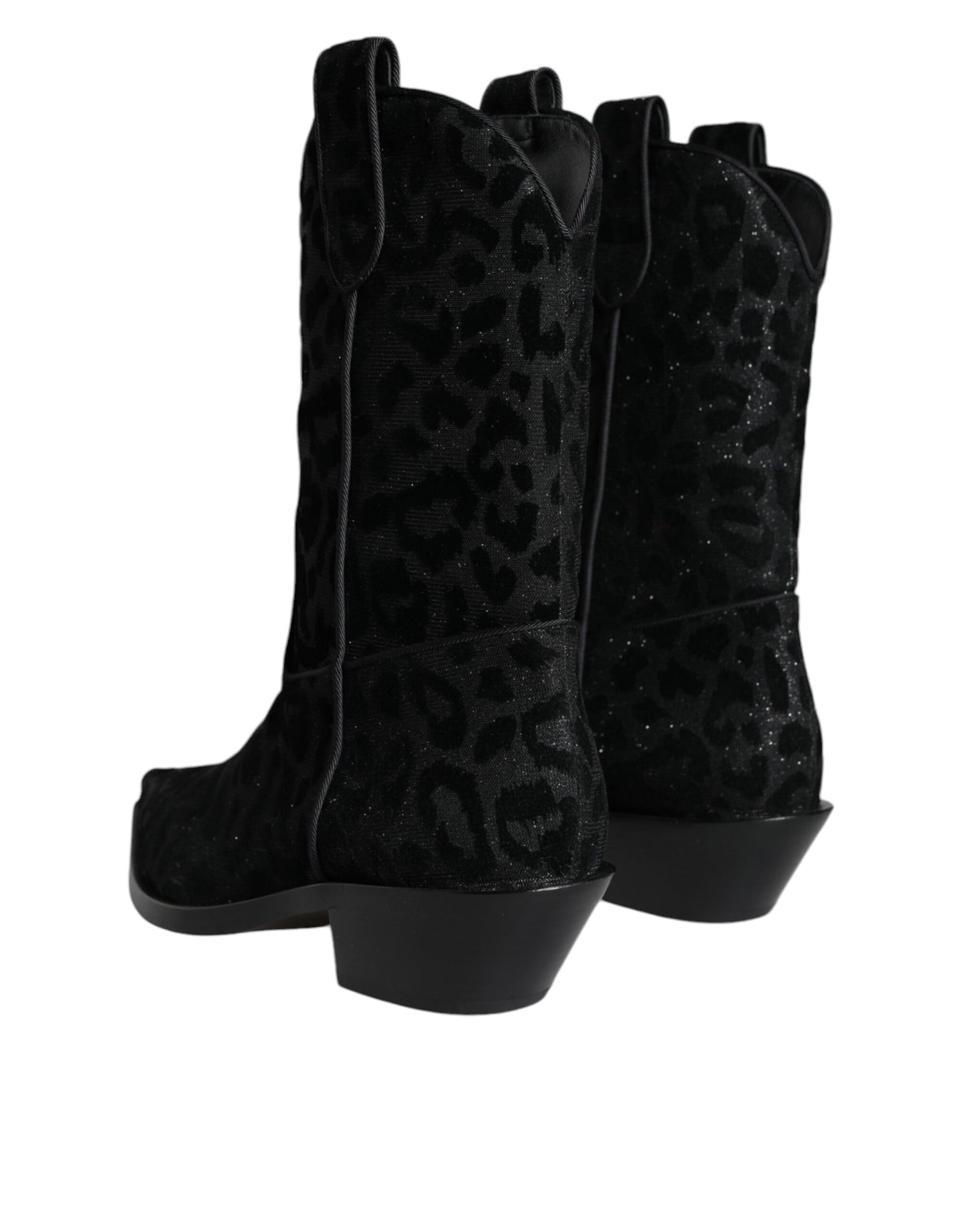 Botas vaqueras de leopardo negras y grises