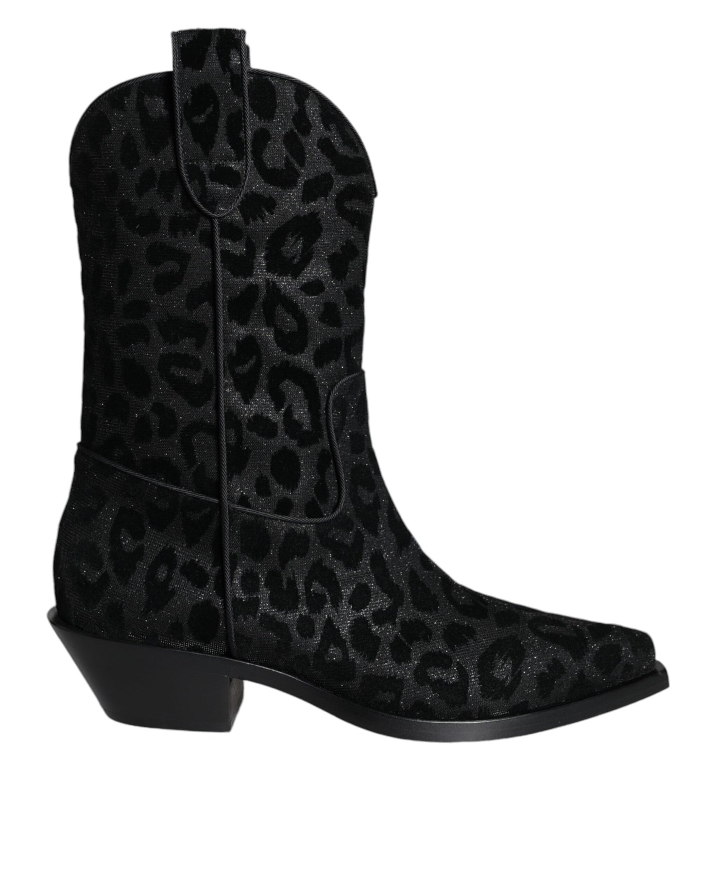 Botas vaqueras de leopardo negras y grises