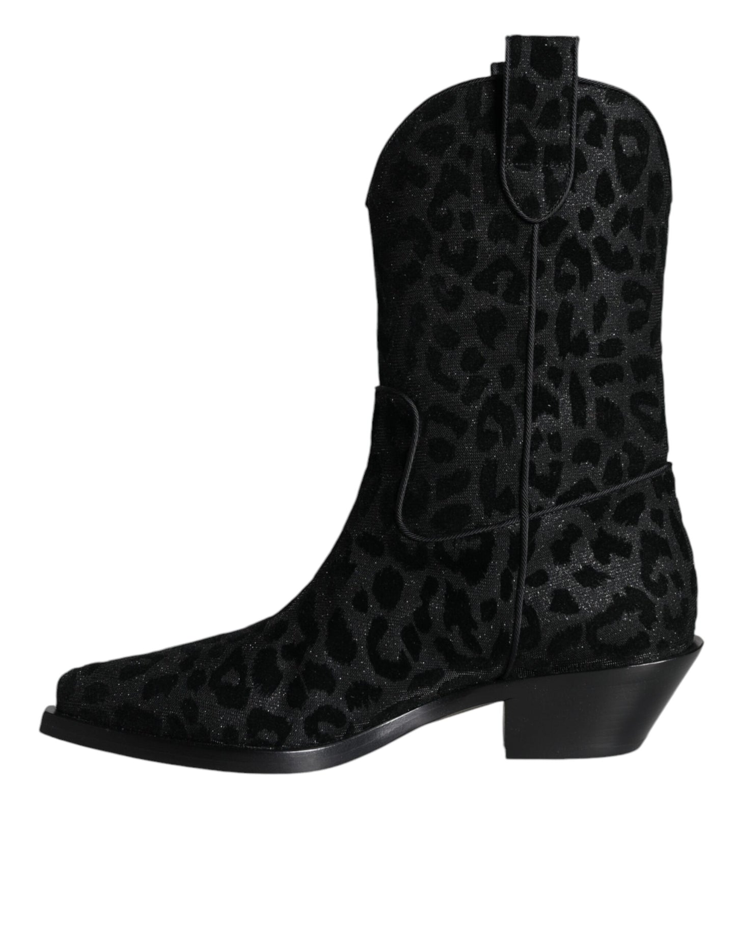 Botas vaqueras de leopardo negras y grises