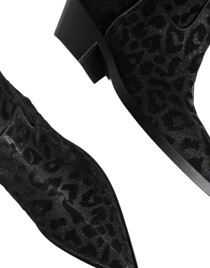 Botas vaqueras de leopardo negras y grises