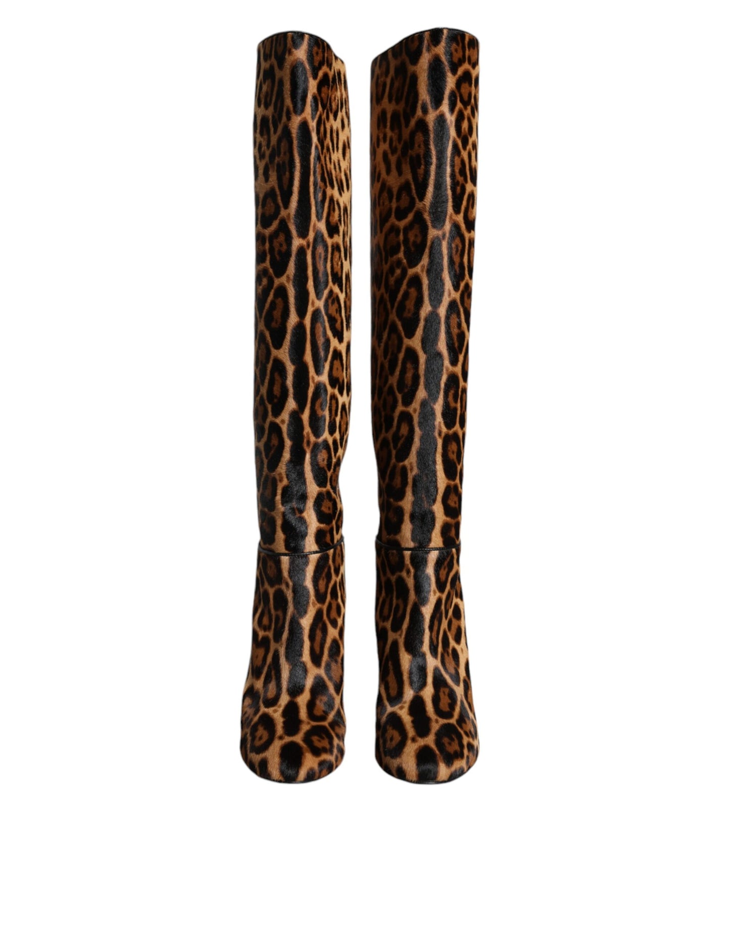 Botas altas hasta la rodilla con estampado de leopardo en beige y negro