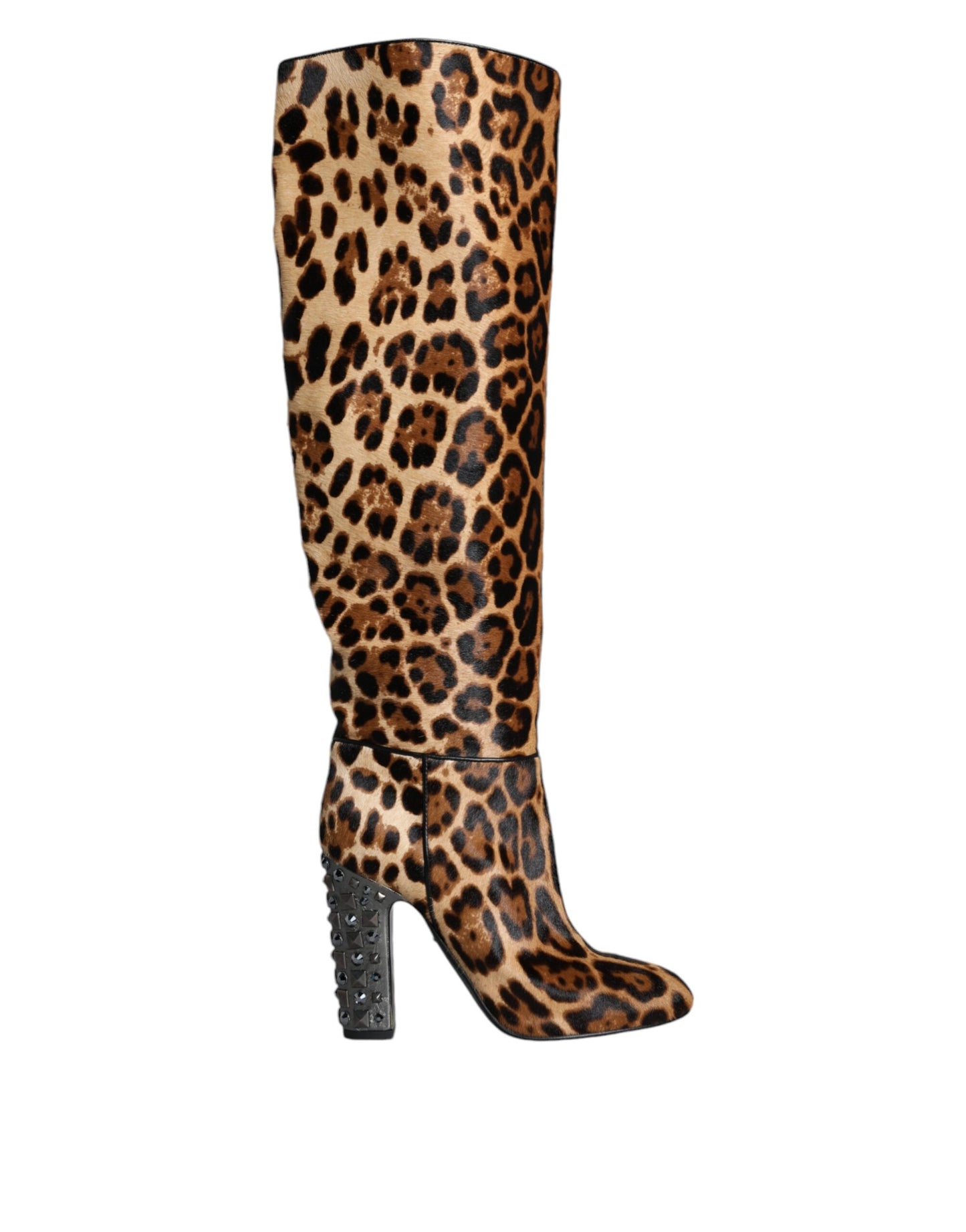 Botas altas hasta la rodilla con estampado de leopardo en beige y negro