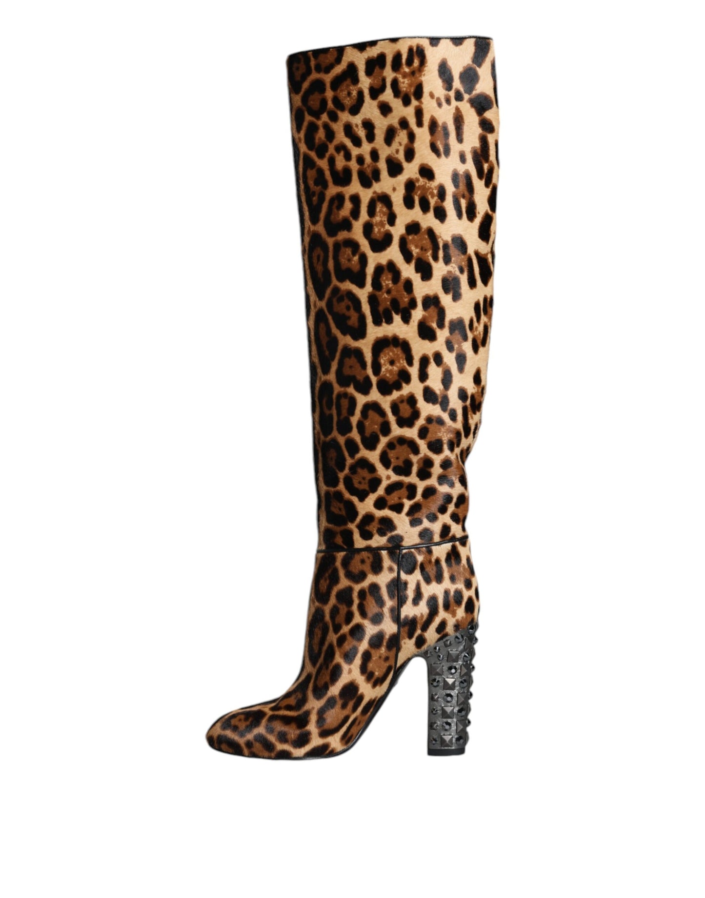 Botas altas hasta la rodilla con estampado de leopardo en beige y negro