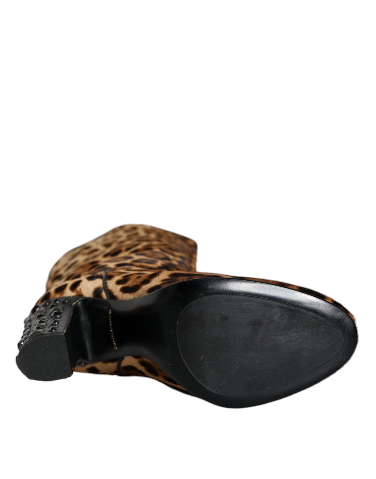 Botas altas hasta la rodilla con estampado de leopardo en beige y negro