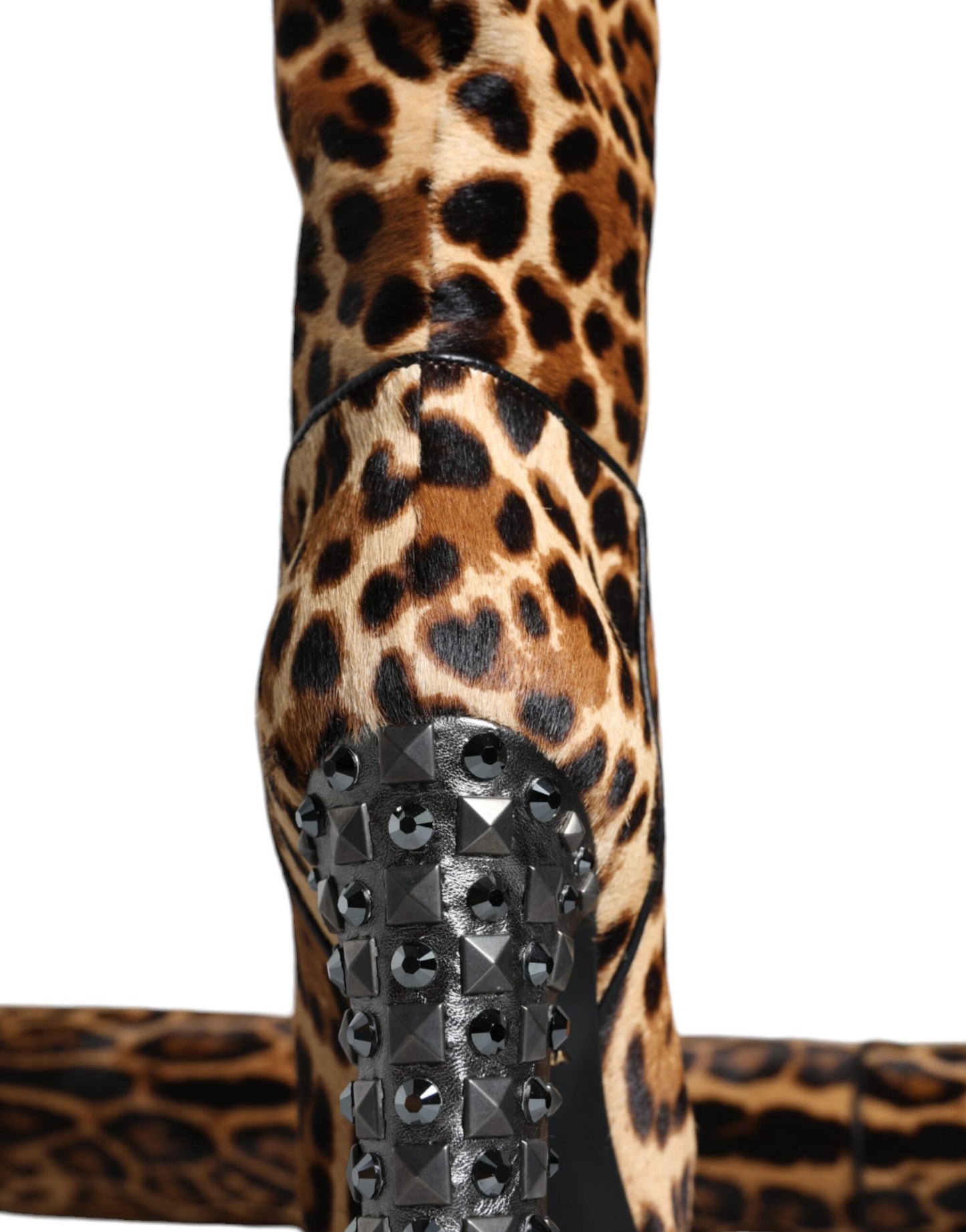 Botas altas hasta la rodilla con estampado de leopardo en beige y negro
