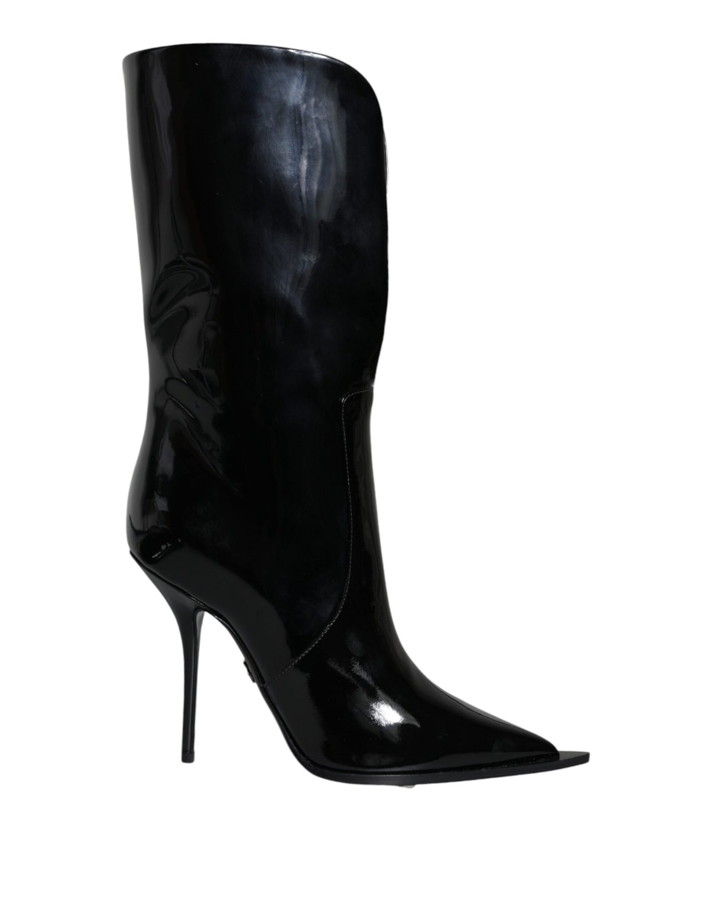 Botas de media pantorrilla de charol negro