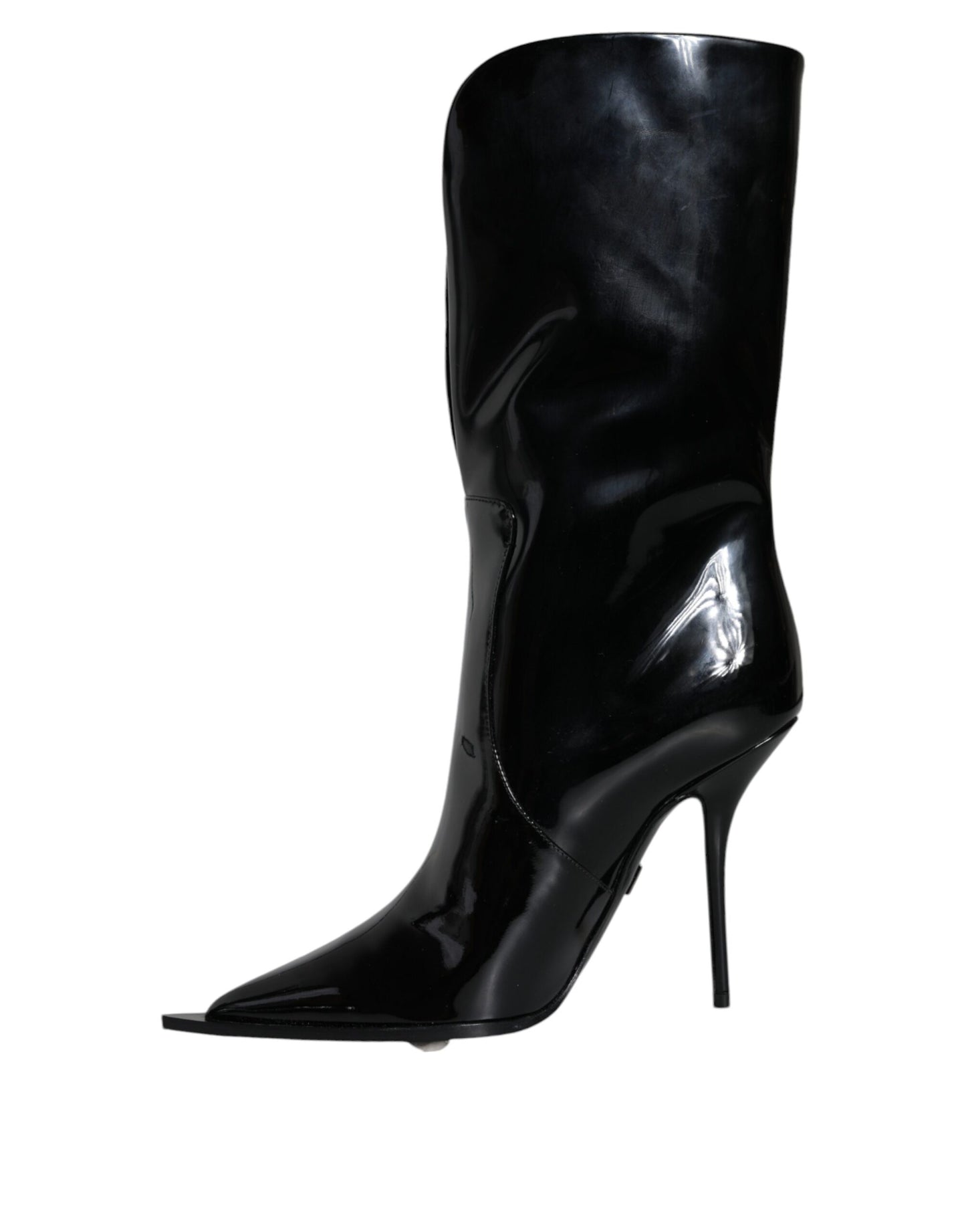 Botas de media pantorrilla de charol negro