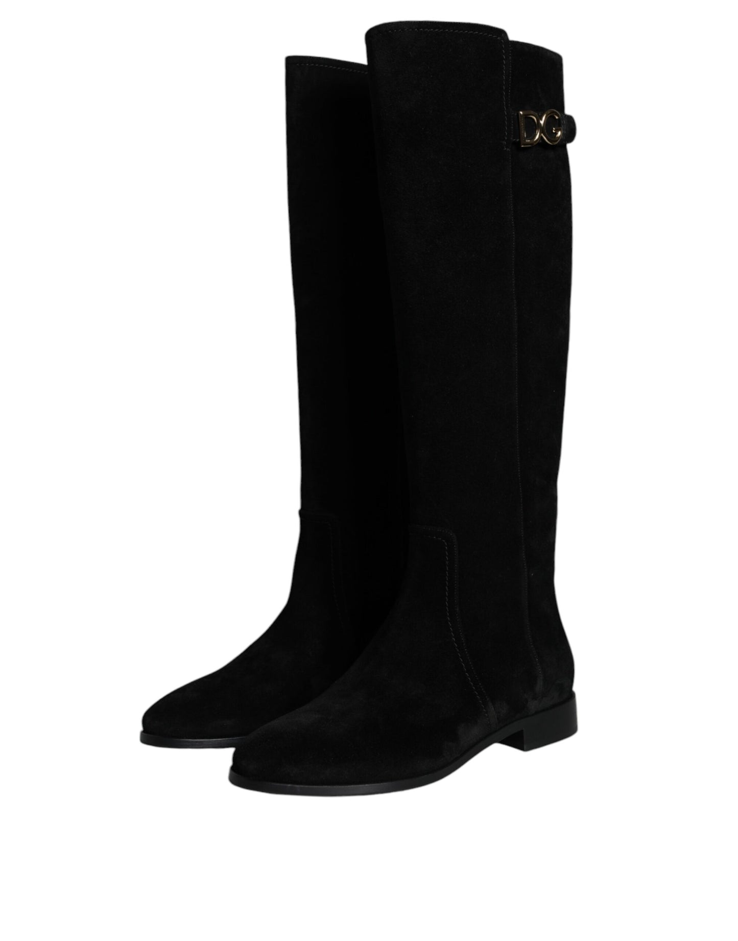 Botas altas hasta la rodilla de piel de ante negra