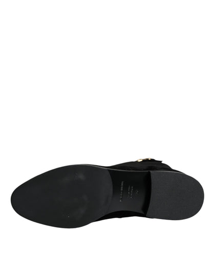 Botas altas hasta la rodilla de piel de ante negra