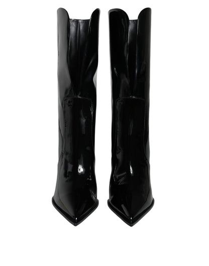 Botas de media pantorrilla de charol negro