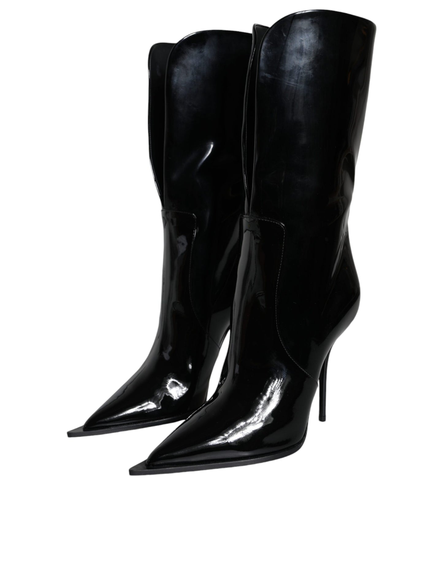 Botas de media pantorrilla de charol negro
