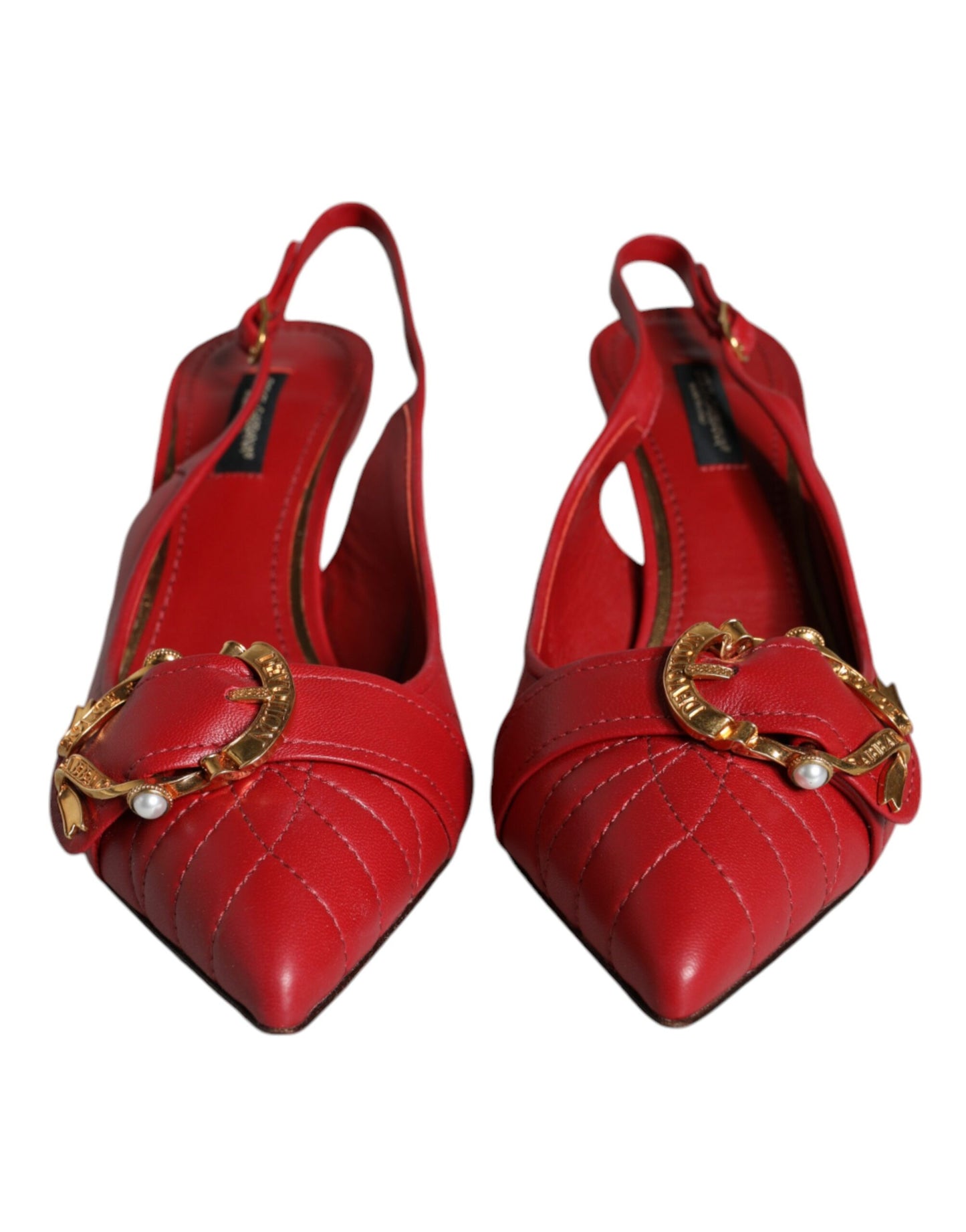 Zapatos de tacón de cuero Red Devotion con tira trasera