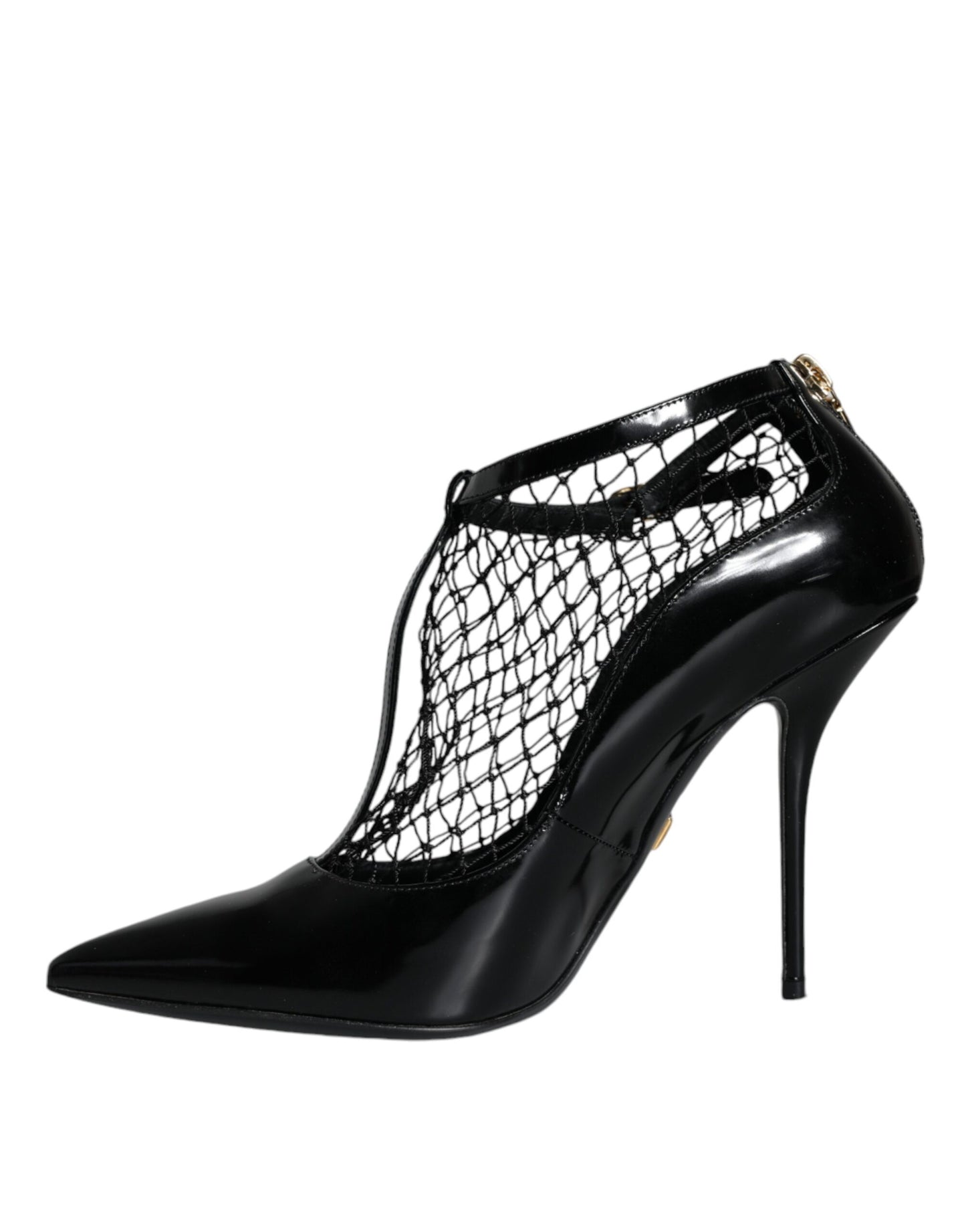 Zapatos de tacón de charol de malla negra